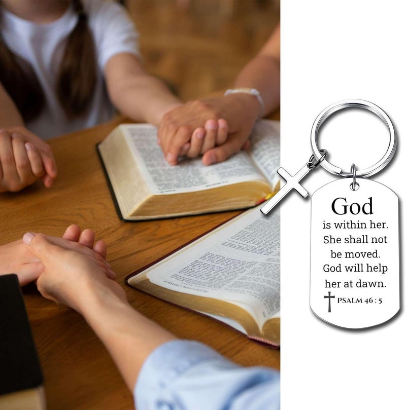 GiftYou Inspirational Scripture Metal Key Chains with Cross Pendant - Bible Verse Keychain Religious Gift for Christian - Image 4